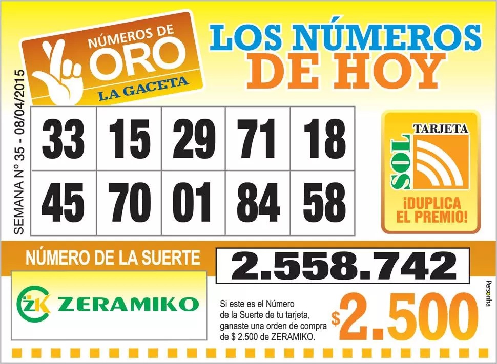 Los Números de Oro de LA GACETA