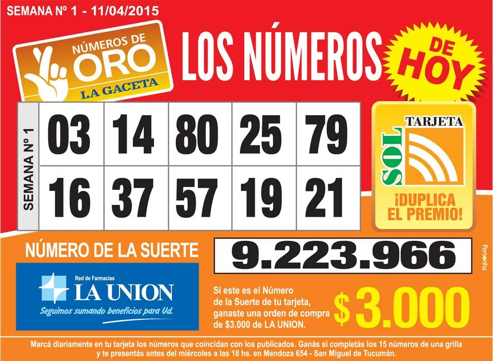 Los Números de Oro de LA GACETA