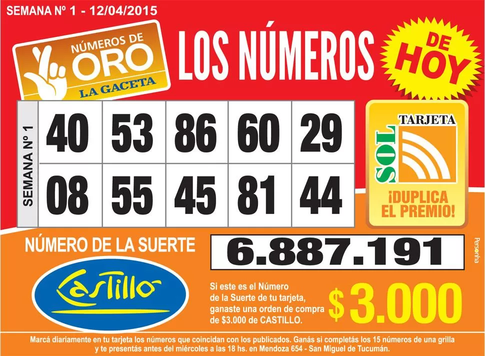 Los Números de Oro de LA GACETA