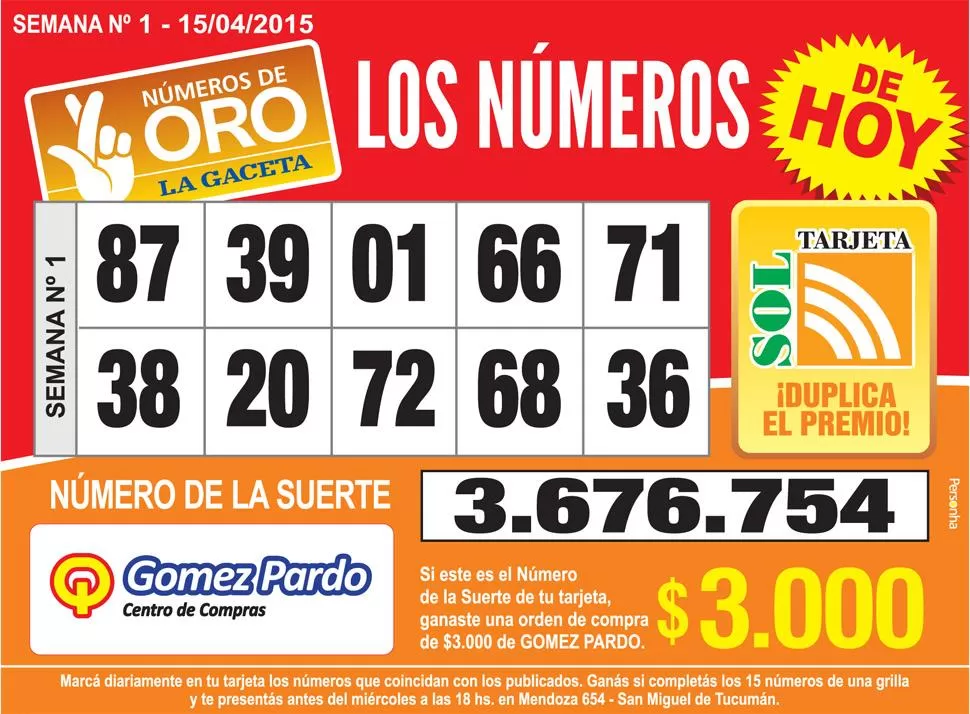 Los Números de Oro de LA GACETA