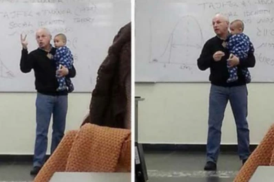 Profesor tuvo en brazos al bebé de su alumna para que no abandone la clase