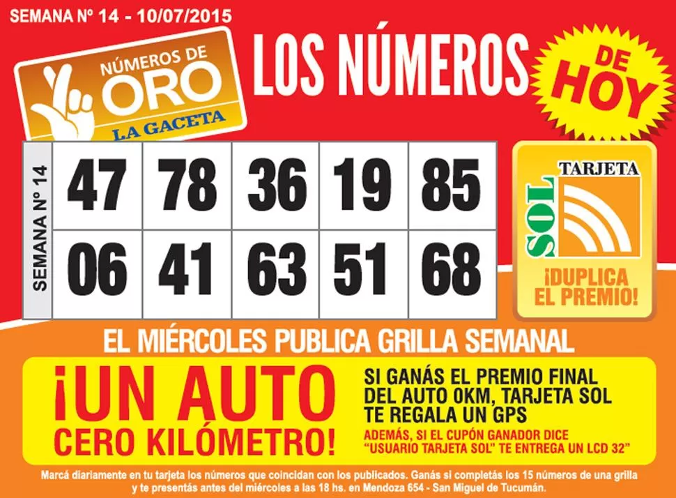 Los Números de Oro de LA GACETA