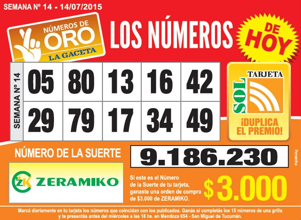 Los Números de Oro de LA GACETA