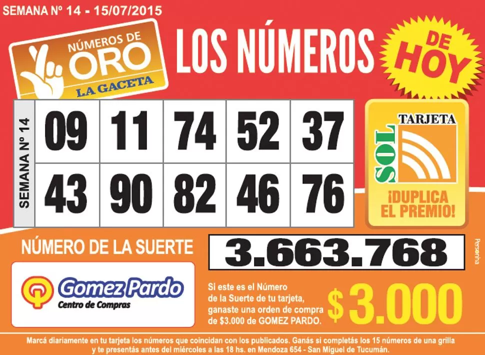 Los Números de Oro de LA GACETA