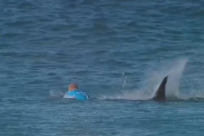 En plena competencia, casi se lo come un tiburón