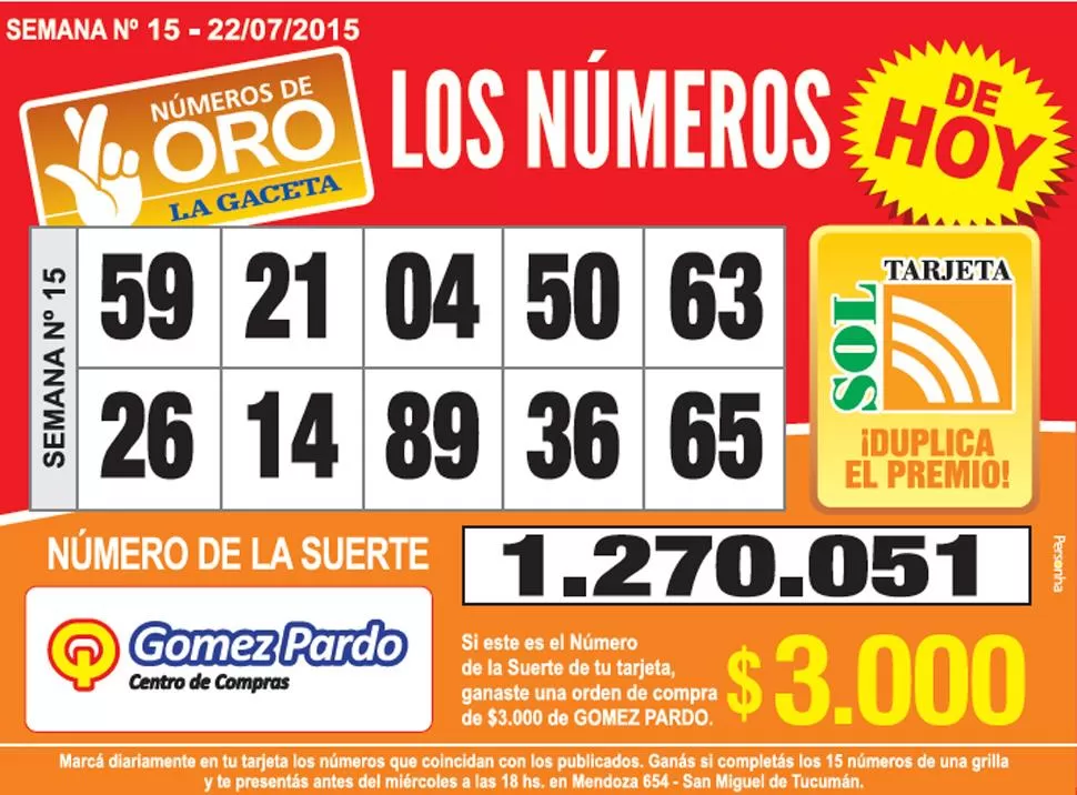 Los Números de Oro de LA GACETA