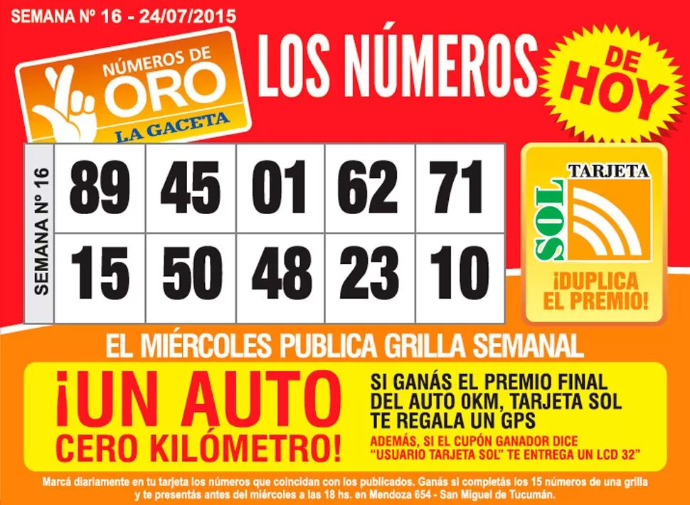 Los Números de Oro de LA GACETA