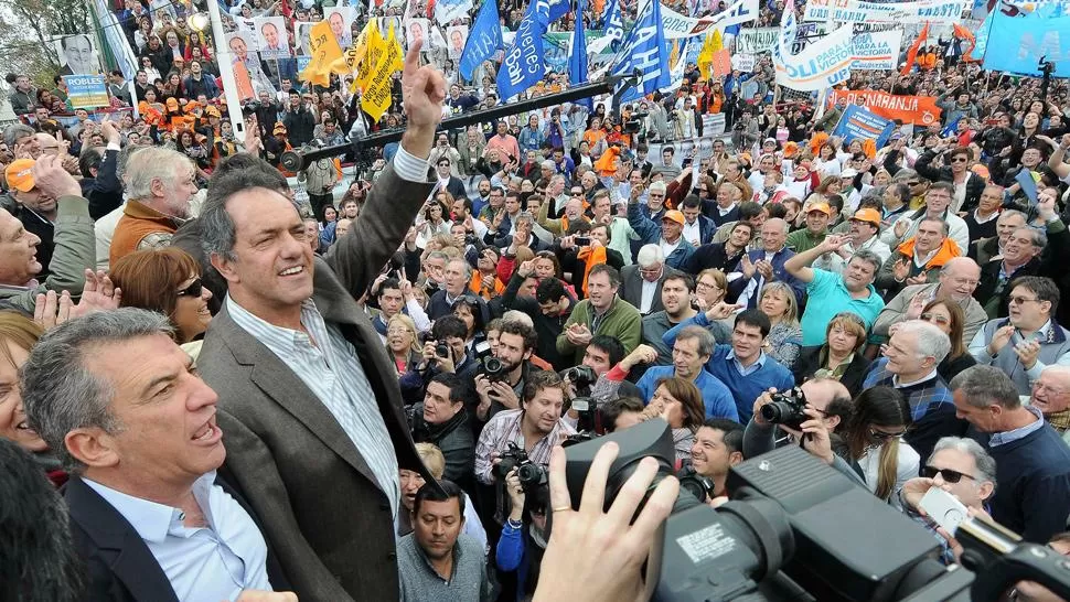 MENSAJE. Scioli le respondió a Etchevehere desde el corsódromo de Entre Ríos, donde encabezó un acto político. TÉLAM