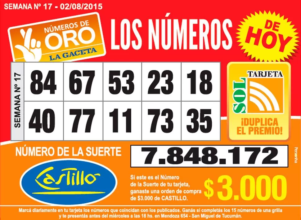 Los Números de Oro de LA GACETA