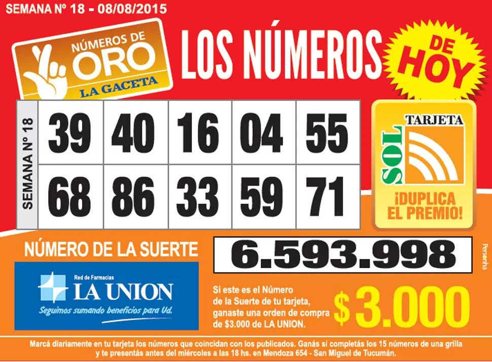 Los Números de Oro de LA GACETA