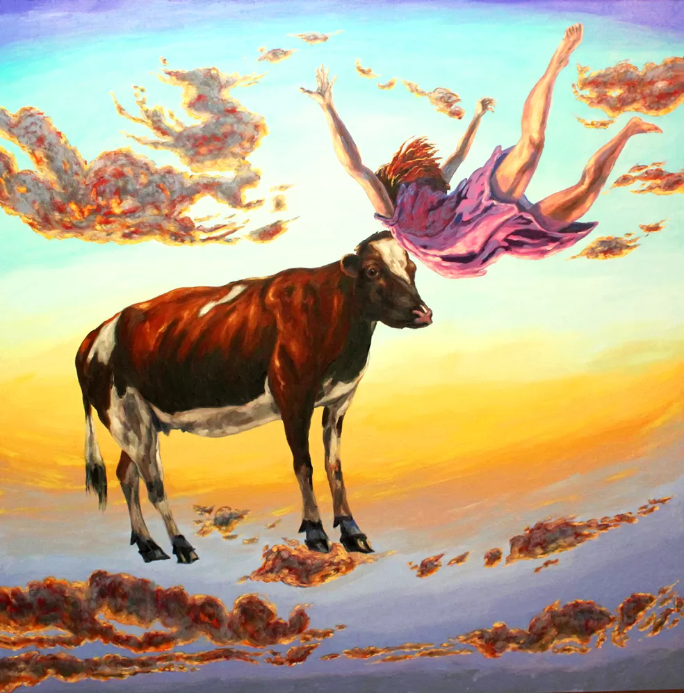 “ARIANA Y LA VACA”. Uno de los óleos de más reciente producción del reconocido artista.  