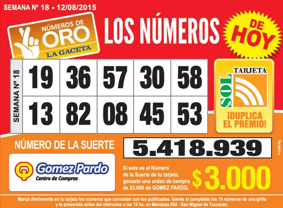 Los Números de Oro de LA GACETA