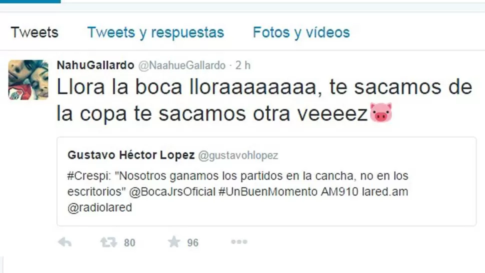 El hijo de Gallardo se burló de Crespi y de Boca