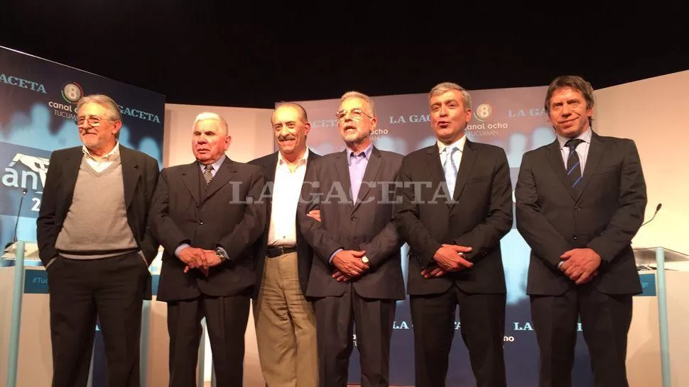 JUNTOS. Sin Manzur, ausente en el debate, los candidatos a la gobernación posaron para las cámaras. LA GACETA / FOTO DE ÁLVARO MEDINA VÍA MÓVIL