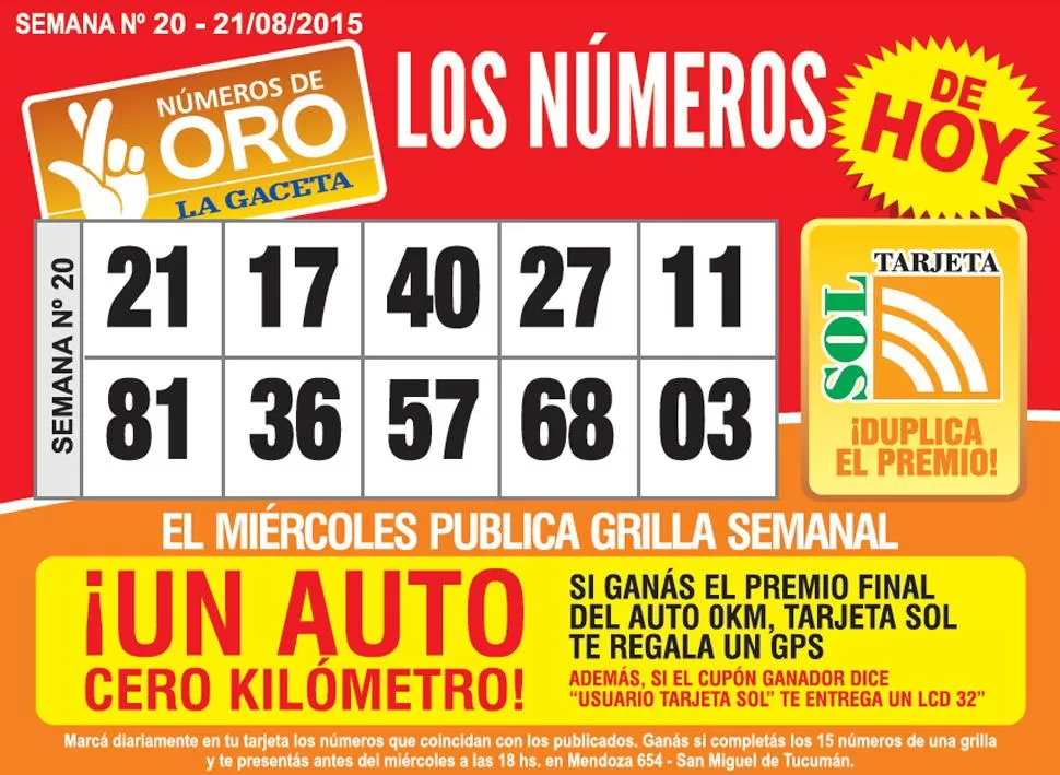 Los Números de Oro de LA GACETA