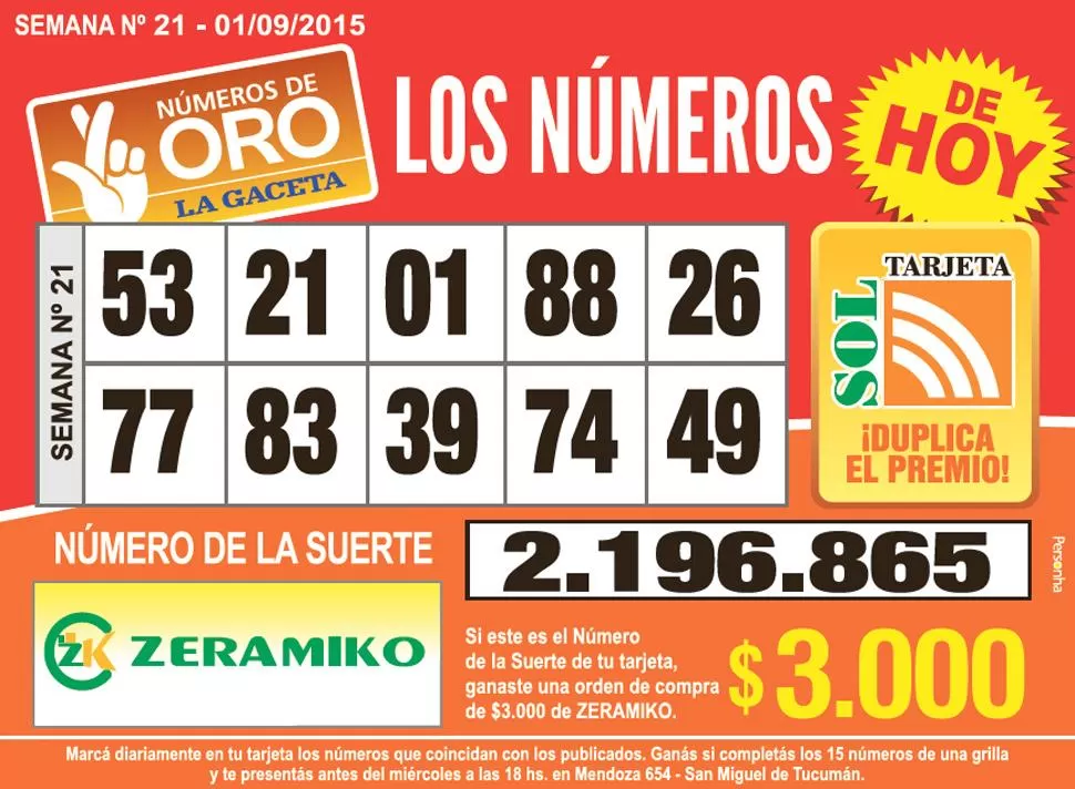 Los Números de Oro de LA GACETA