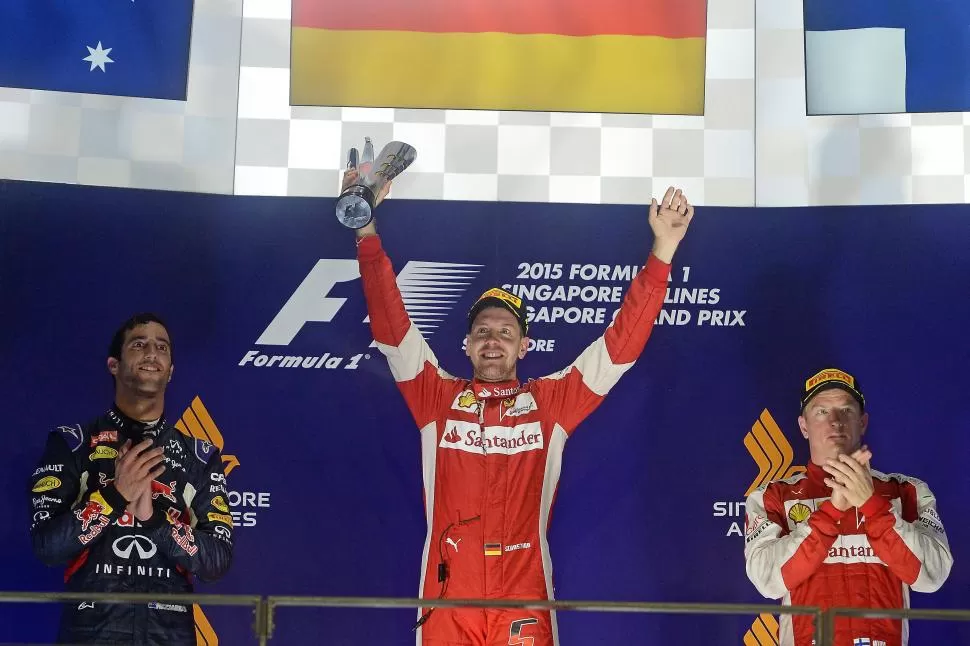 LA GRAN ALEGRÍA. “Seb” le regaló un triunfo a los “tifossi”. Prensa Ferrari