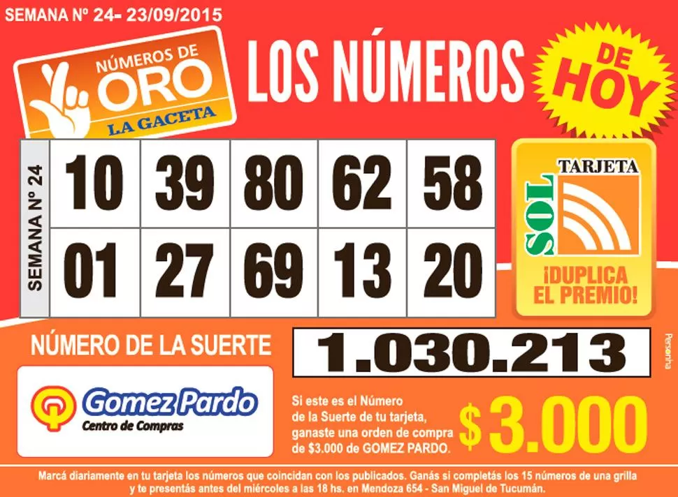 Los Números de Oro de LA GACETA