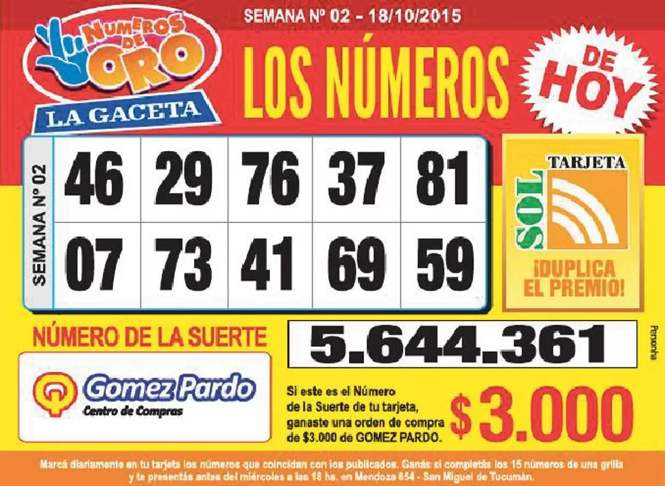 Los Números de Oro de LA GACETA