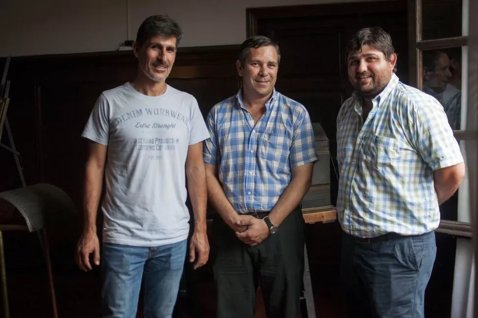 JÓVENES PRODUCTORES. Palomo, Blasco y Battig visitaron destacaron la creación de la entidad que los nuclea. 