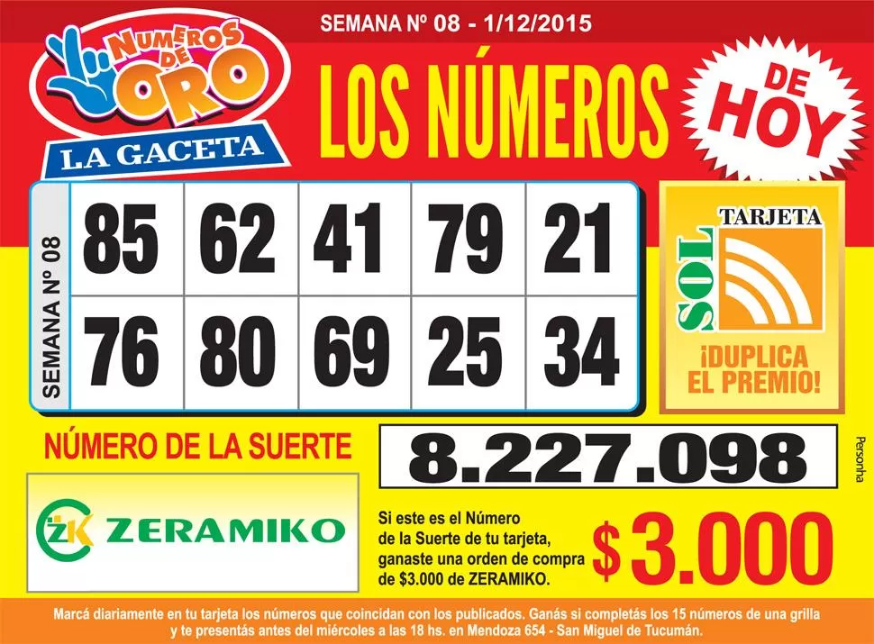 Los Números de Oro de LA GACETA