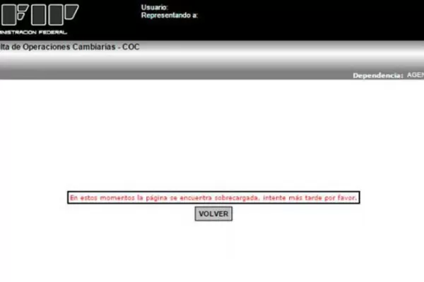 Por segundo día consecutivo, no se puede comprar dólares a través de la AFIP