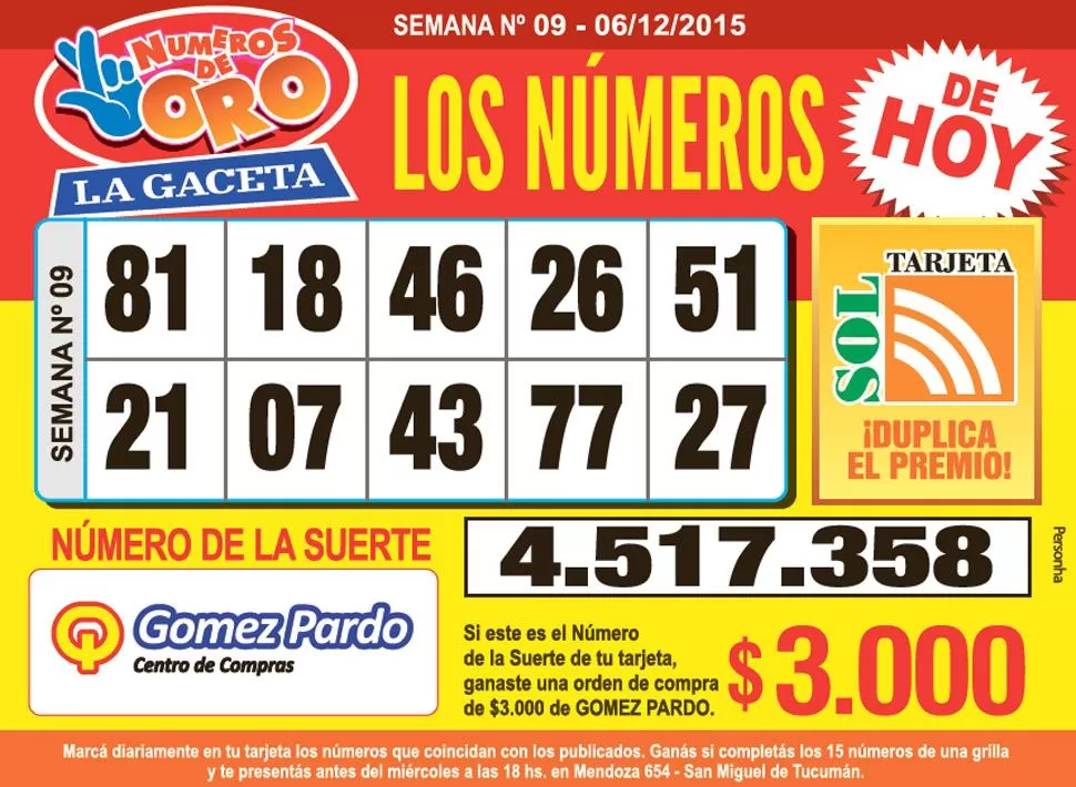 Los Números de Oro de LA GACETA