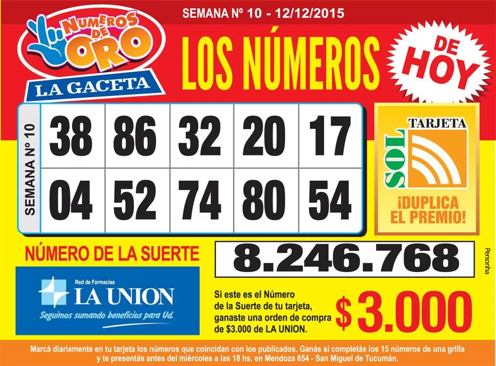 Los Números de Oro de LA GACETA