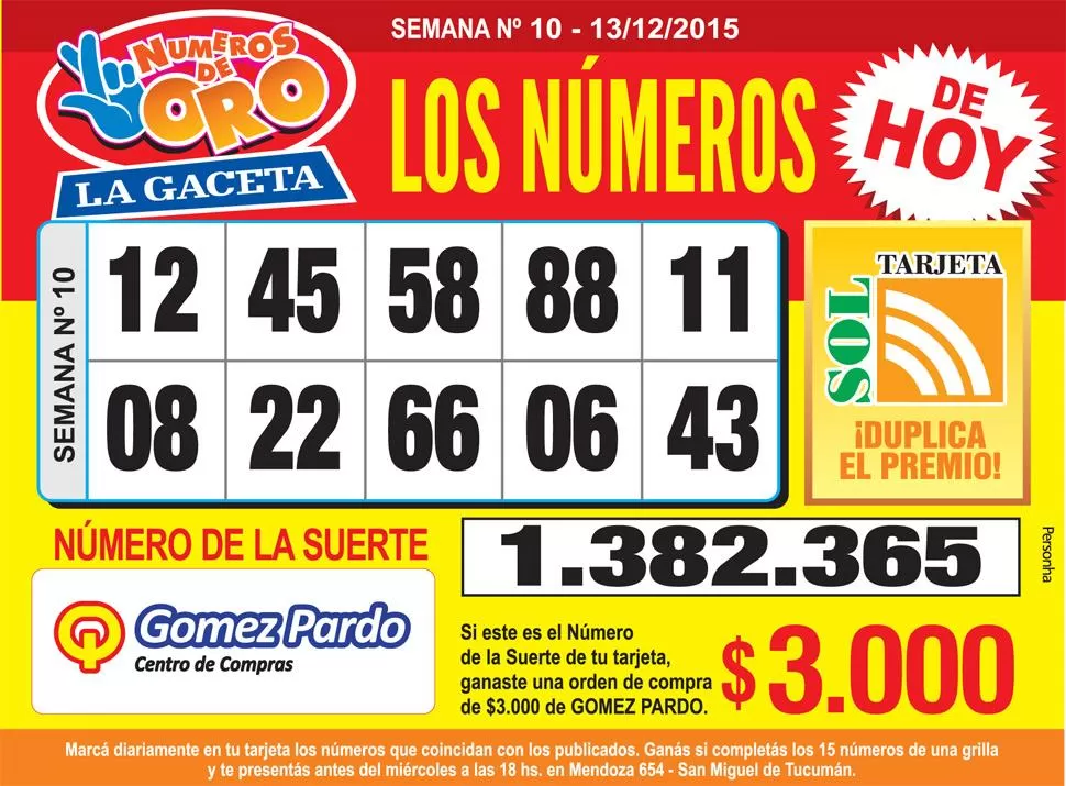 Los Números de Oro de LA GACETA