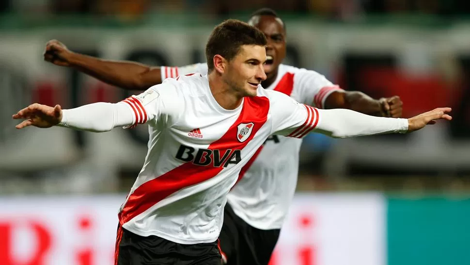 DESAHOGO. Alario celebra el tanto que le permitió a River llegar a la final del Mundial de Clubes. REUTERS