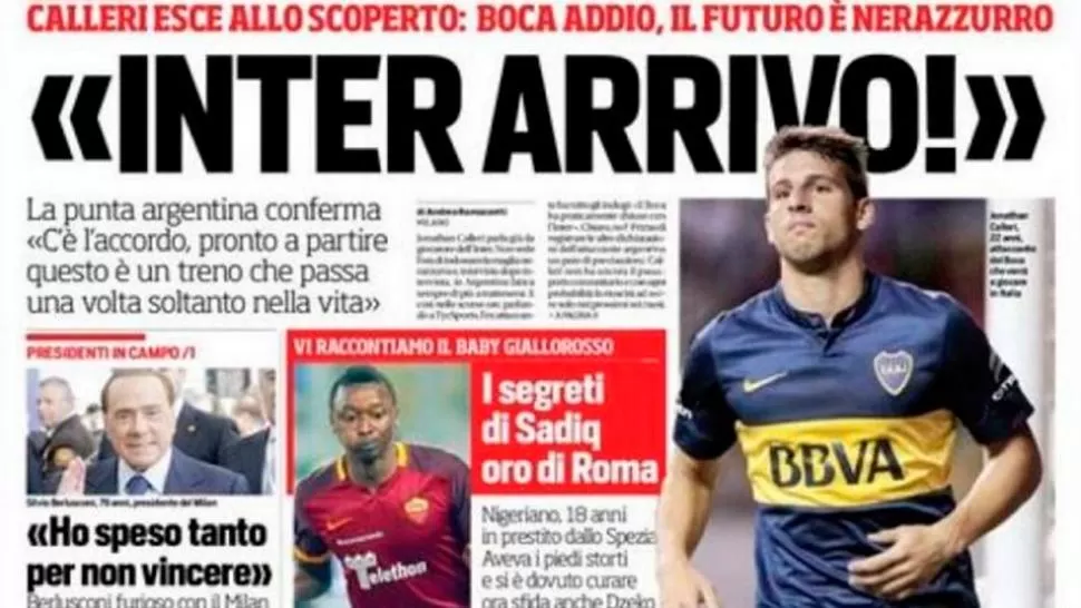 EN TAPA. Calleri arribará a Italia. (CAPTURA)