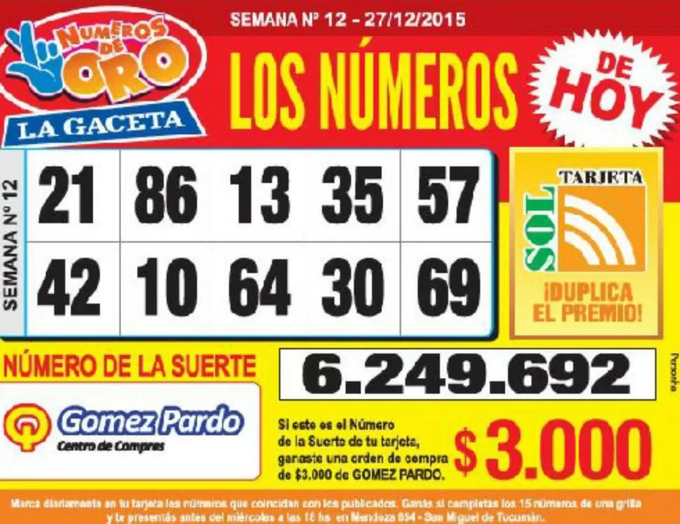 Los Números de Oro de LA GACETA