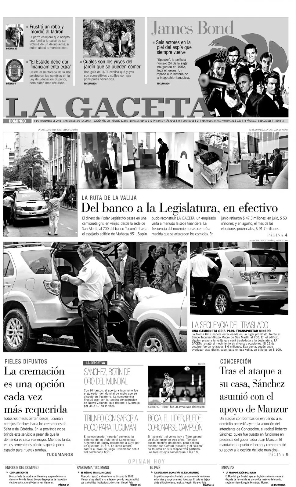 LA TAPA DEL REVUELO. Mediante fotos, se probó el traslado del efectivo en valijas. 