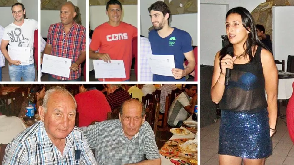 RECONOCIMIENTO. Algunos de los distinguidos: José Muruaga, Raúl Rodríguez, Pablo Osores y Patricio Aranda; abajo: Urueña y Del Corro, del '55 y Lourdes Rodríguez (derecha), del seleccionado femenino.
FOTOS TOMADAS DE BASKETUCUMANO.COM