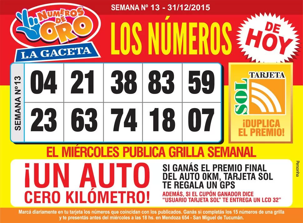 Los Números de Oro de LA GACETA