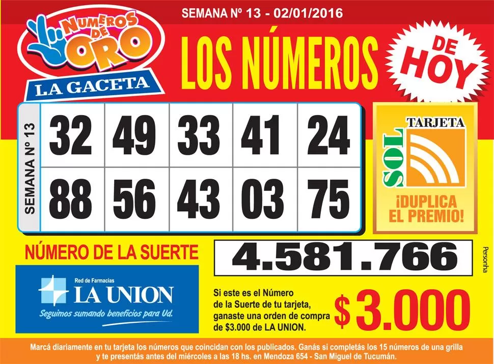 Los Números de Oro de LA GACETA