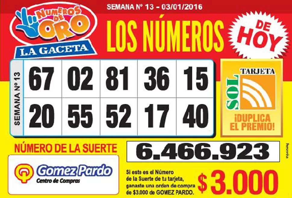 Los Números de Oro de LA GACETA