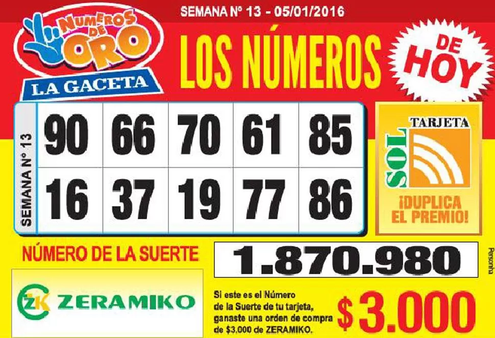 Los Números de Oro de LA GACETA