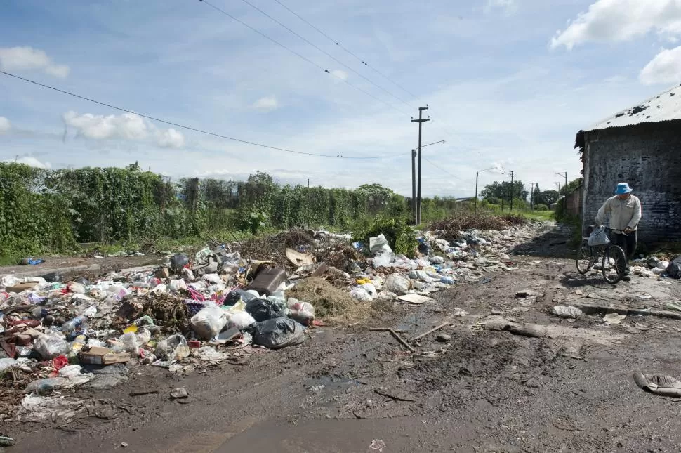 CERCA DE LA AUTOPISTA. Este es el aspecto que muestra el vaciadero ubicado sobre Alfredo Palacios, entre Blas Parera al 1.300 y López y Planes. A cada momento se ven carros de tracción a sangre descargando residuos. la gaceta / fotoS de florencia zurita