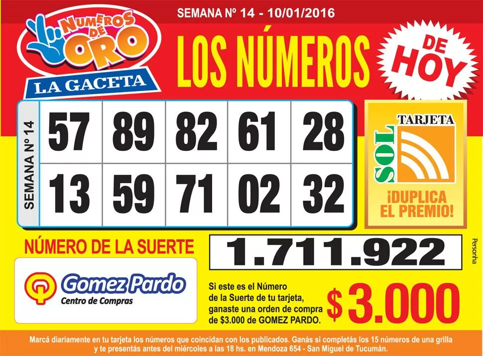 Los Números de Oro de LA GACETA