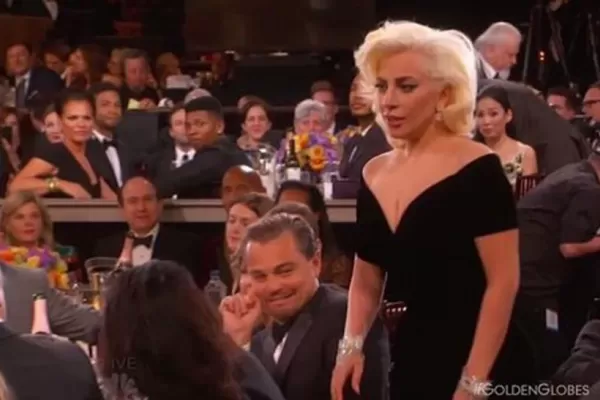 La reacción de Leo DiCaprio cuando Lady Gaga ganó el Globo de Oro