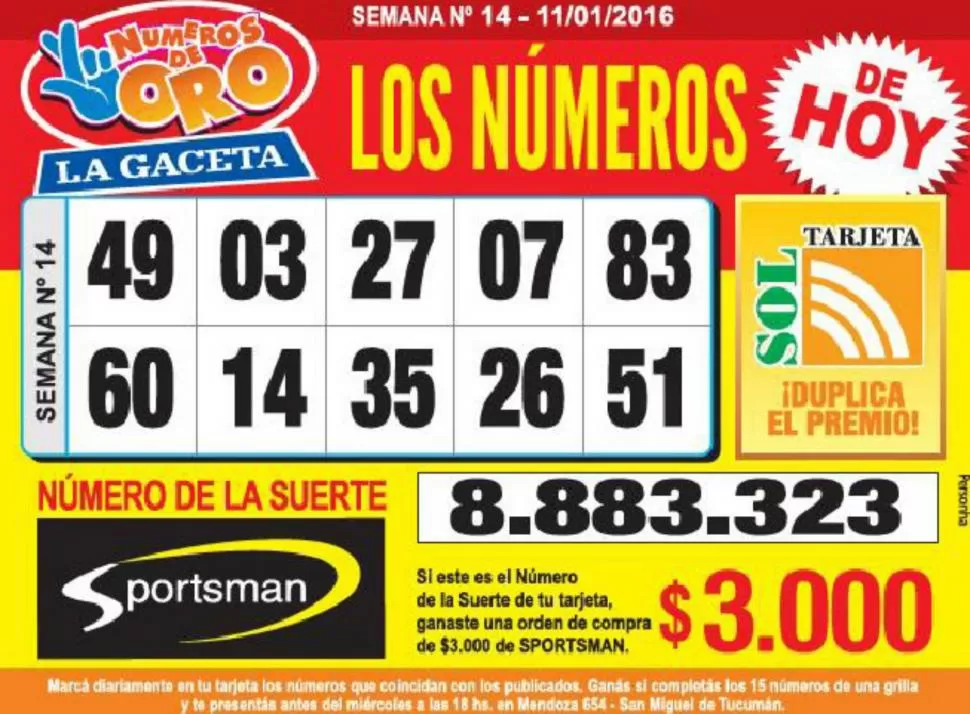 Los Números de Oro de LA GACETA