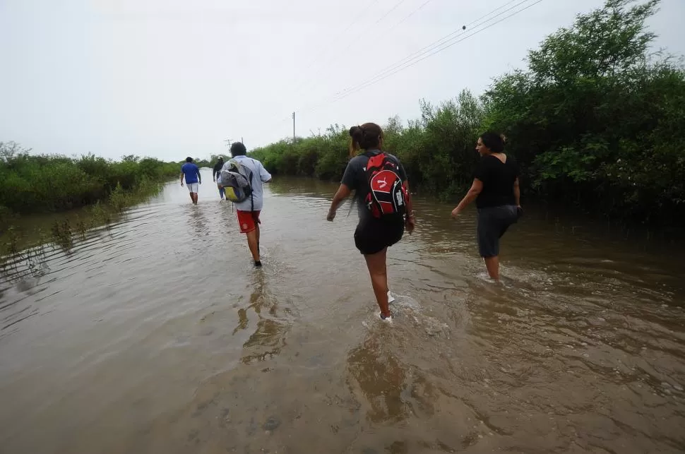 PARECE UN CANAL. El camino a Sud de Lazarte, totalmente anegado. la gaceta / fotos de osvaldo ripoll