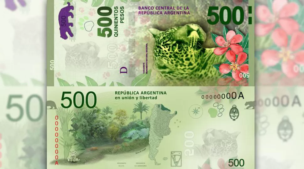 NUEVOS BILLETES. Billete de $500 con un animal autóctono del Noreste.