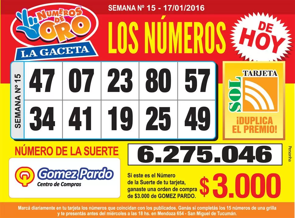 Los Números de Oro de LA GACETA