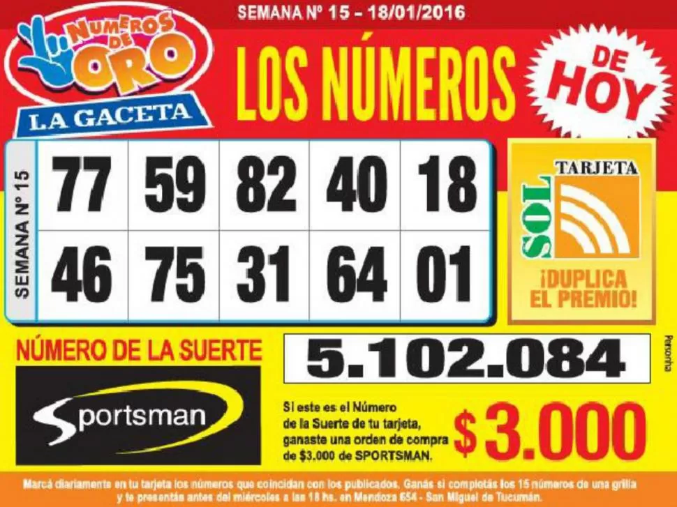 Los Números de Oro de LA GACETA