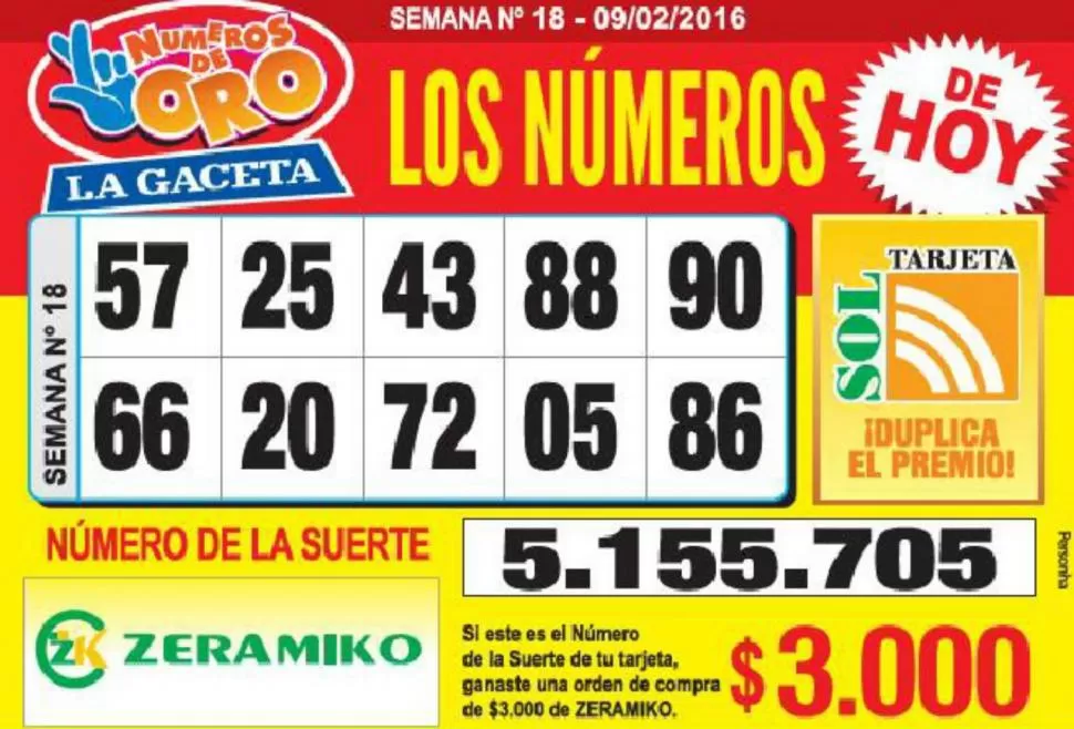 Los Números de Oro de LA GACETA