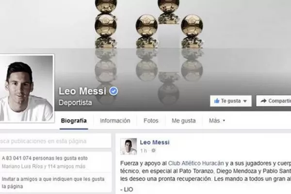 El mensaje de apoyo de Messi para los jugadores de Huracán