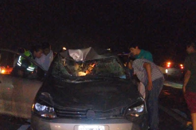 Un auto chocó a dos caballos en la ruta 38 y el conductor sufrió politraumatismos