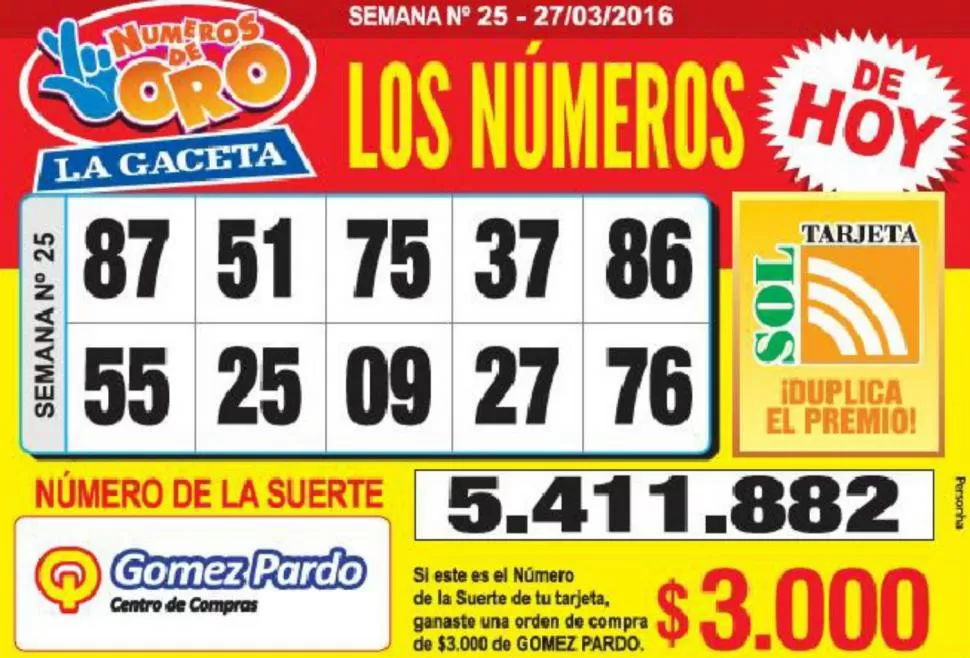 Los Números de Oro de LA GACETA